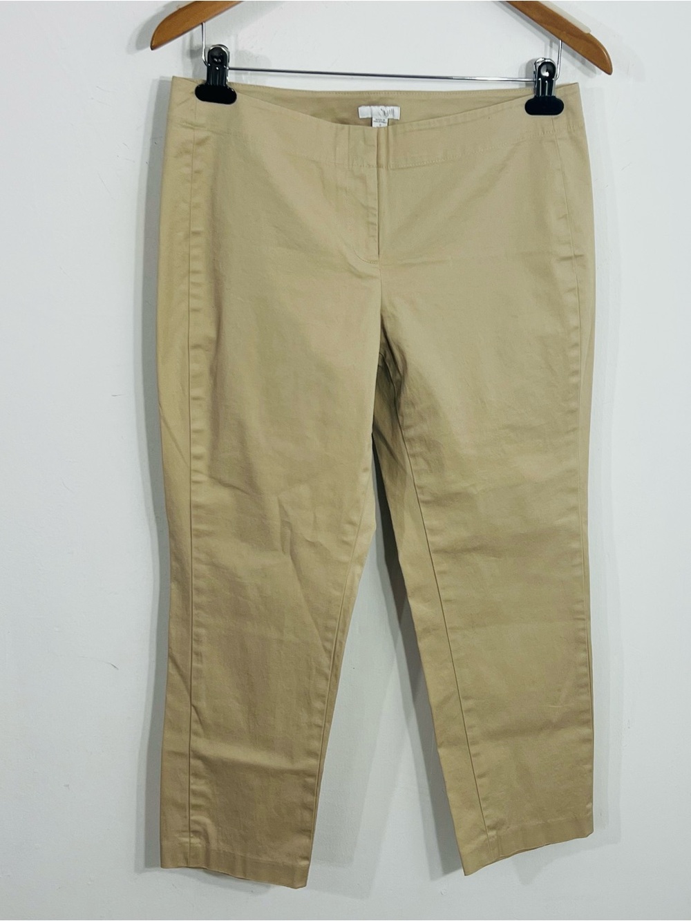 J.Jill Beige Petite Size 8 Solid Chino Pants Mid Rise Preppy Classic Wear